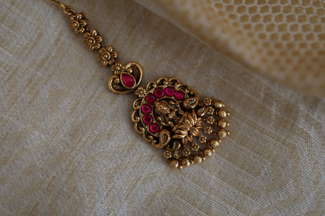 Antique ruby maang tikka TA3371