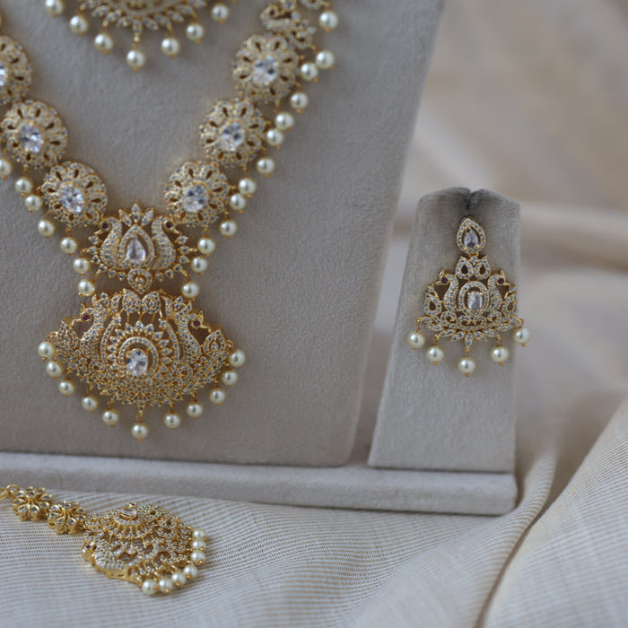 Heritage gold plated short and long necklace set with earrings HPS272