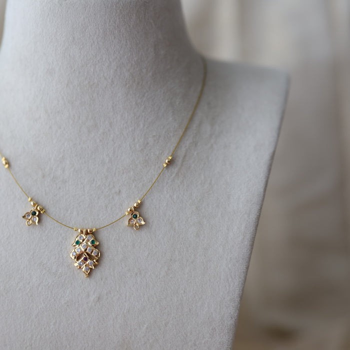 Heritage gold plated multi stone invisible necklace IN1334