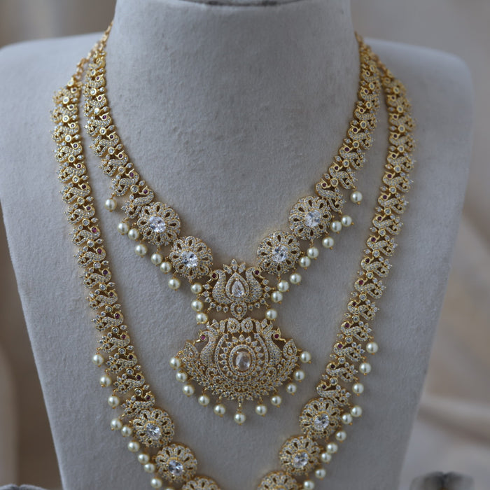 Heritage gold plated short and long necklace set with earrings HPS272