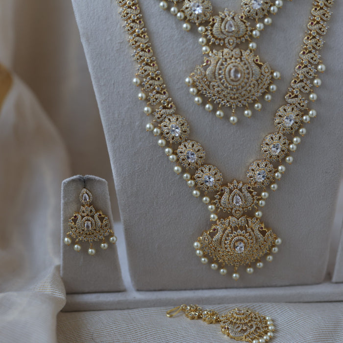 Heritage gold plated short and long necklace set with earrings HPS272
