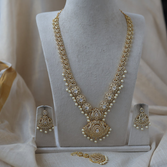 Heritage gold plated short and long necklace set with earrings HPS272