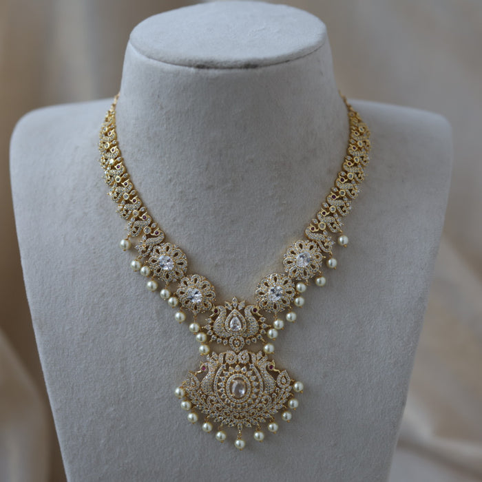 Heritage gold plated short and long necklace set with earrings HPS272