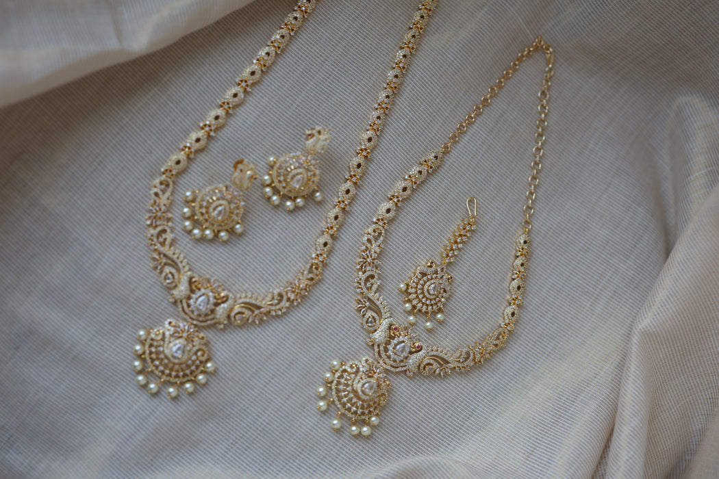 Heritage gold plated short and long necklace set with earrings HPS278