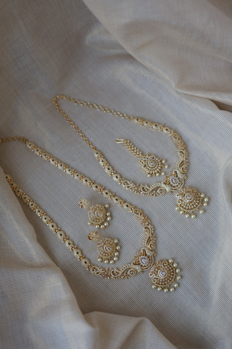 Heritage gold plated short and long necklace set with earrings HPS278