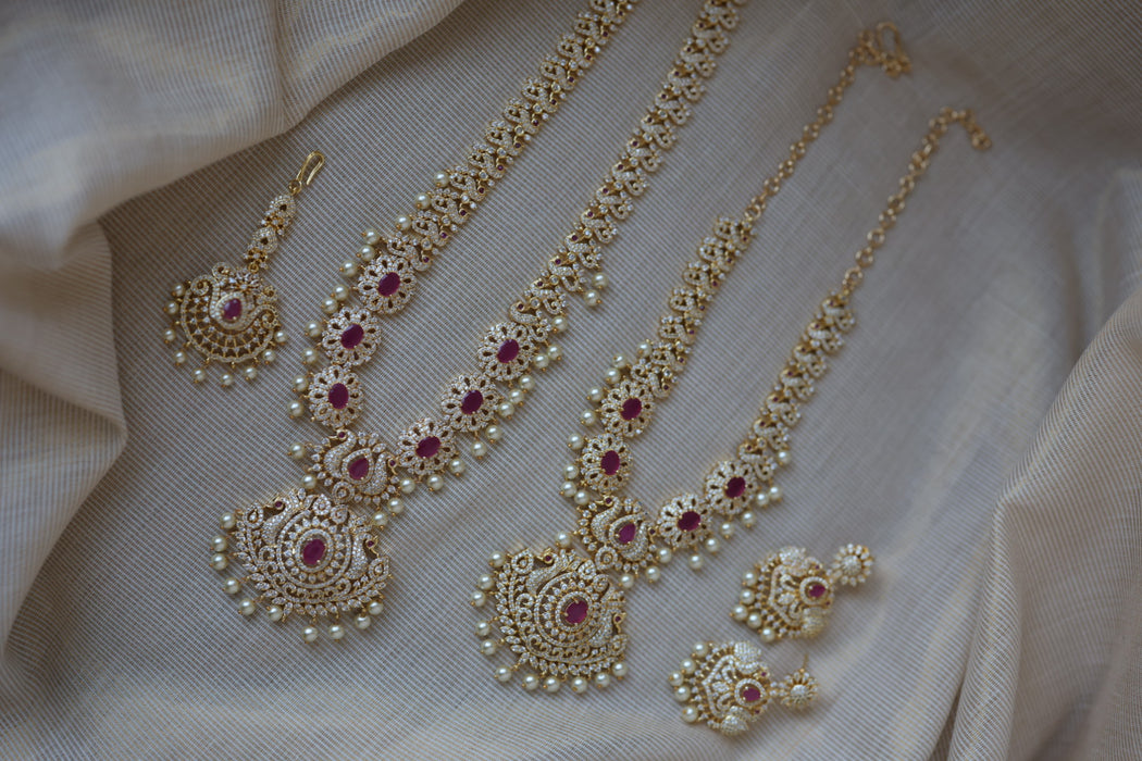 Heritage gold plated short and long necklace set with earrings HPS280