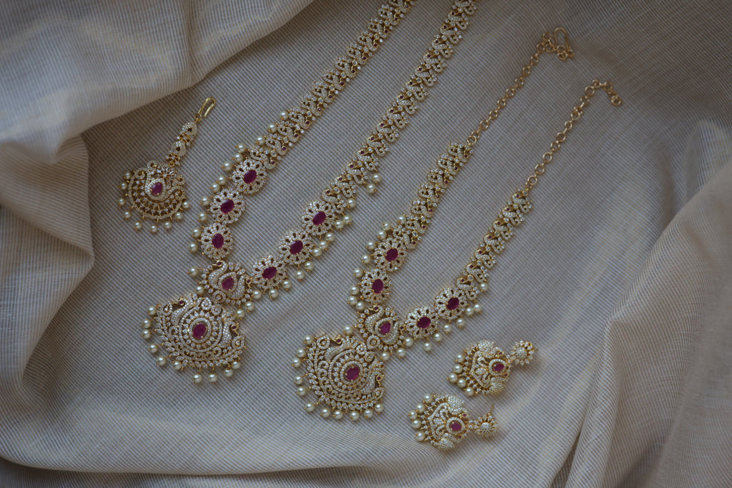 Heritage gold plated short and long necklace set with earrings HPS280