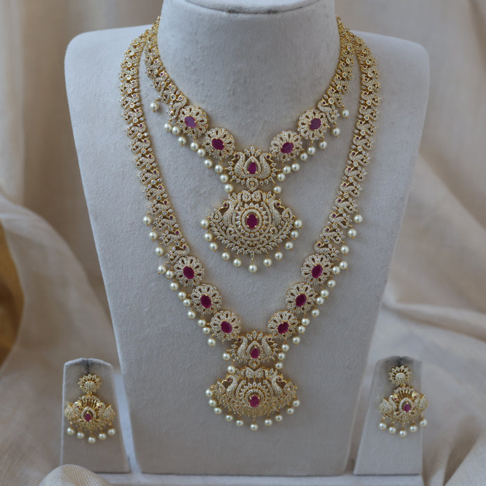Heritage gold plated short and long necklace set with earrings HPS280