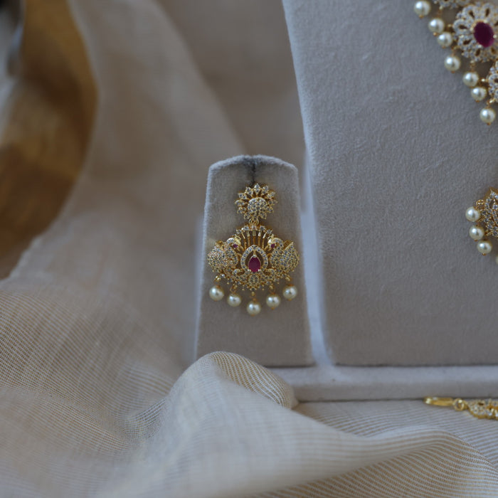 Heritage gold plated short and long necklace set with earrings HPS280