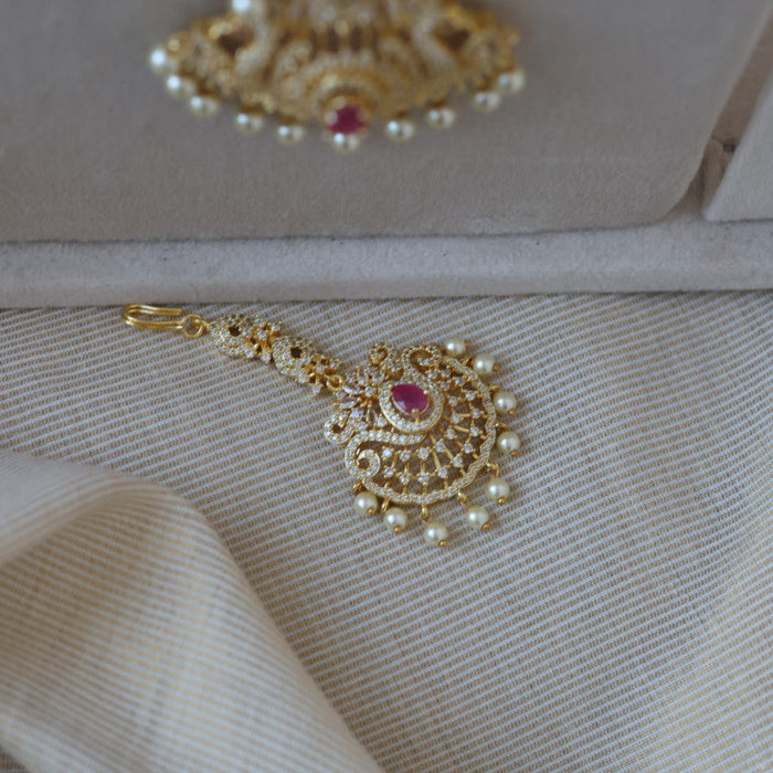 Heritage gold plated short and long necklace set with earrings HPS280