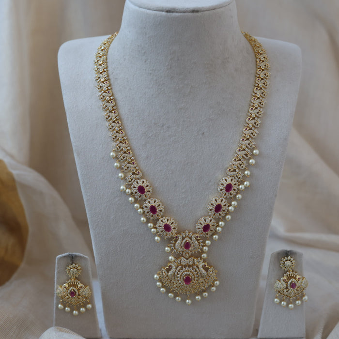 Heritage gold plated short and long necklace set with earrings HPS280