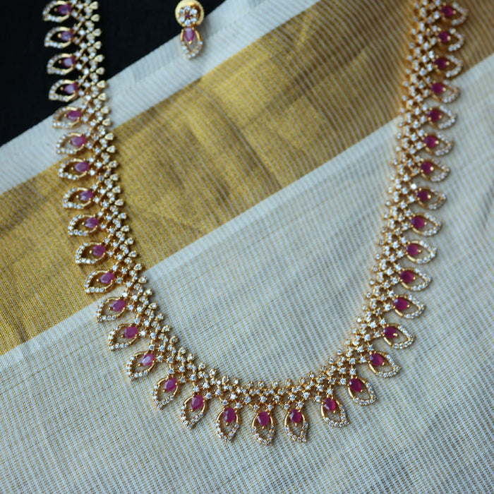 Heritage gold plated mango long necklace with earrings HL580