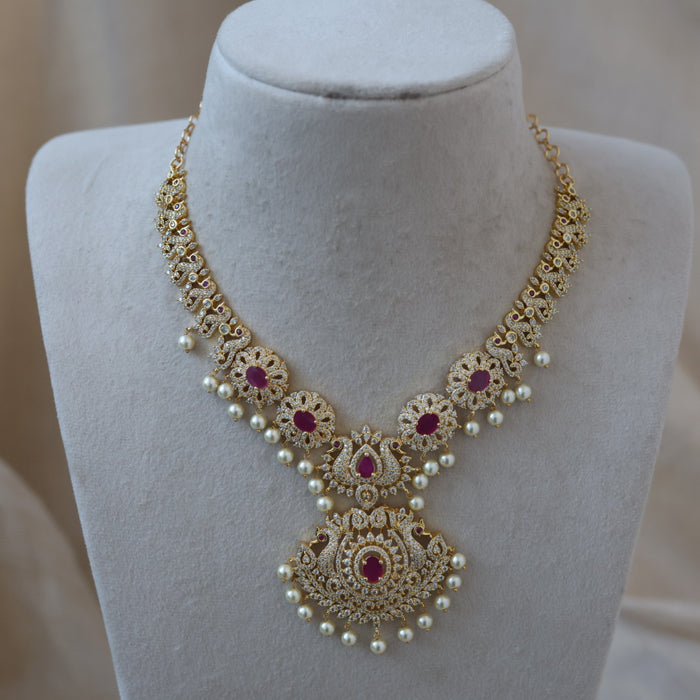 Heritage gold plated short and long necklace set with earrings HPS280