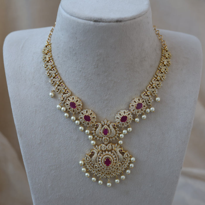 Heritage gold plated short and long necklace set with earrings HPS280