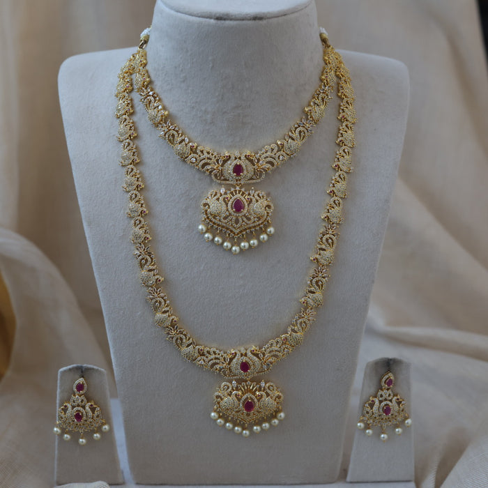 Heritage gold plated short and long necklace set with earrings HPS2215