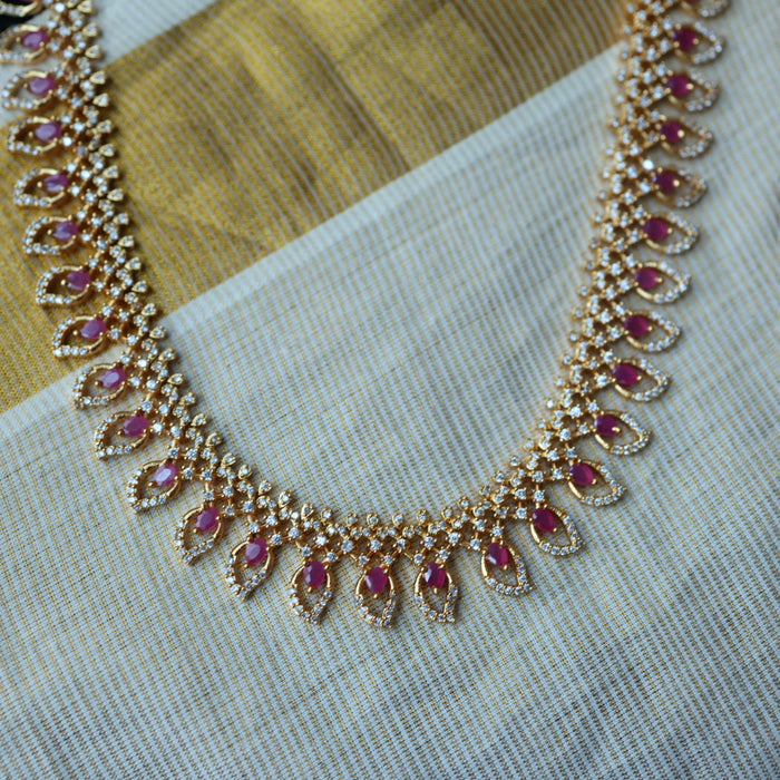 Heritage gold plated mango long necklace with earrings HL580