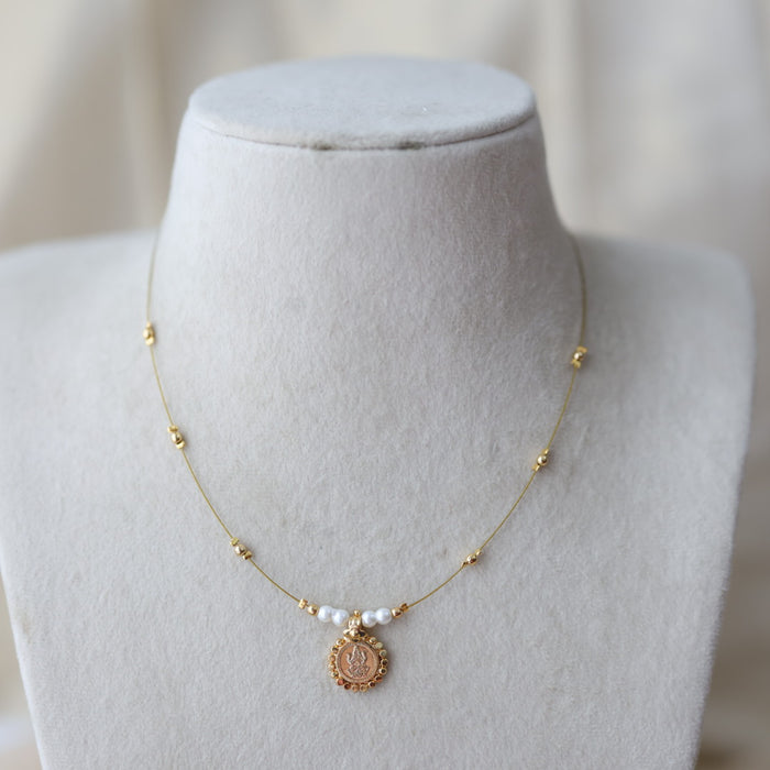 Heritage gold plated coin design invisible necklace IN1333