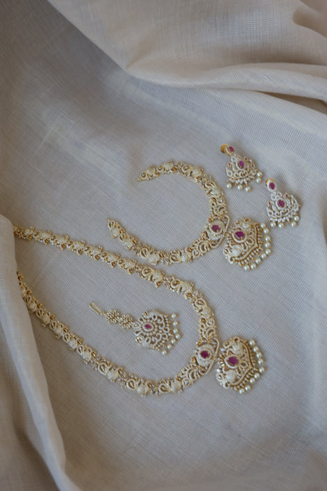 Heritage gold plated short and long necklace set with earrings HPS2215