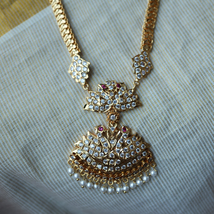 Heritage gold plated mango long necklace with earrings HL581