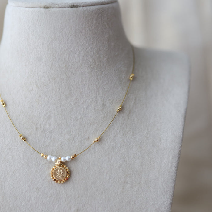 Heritage gold plated coin design invisible necklace IN1333