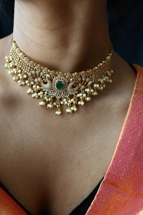 Antique pearl choker necklace and earrings CCB17889