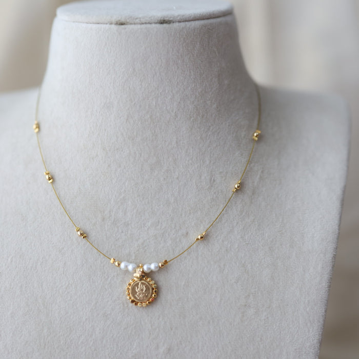 Heritage gold plated coin design invisible necklace IN1333
