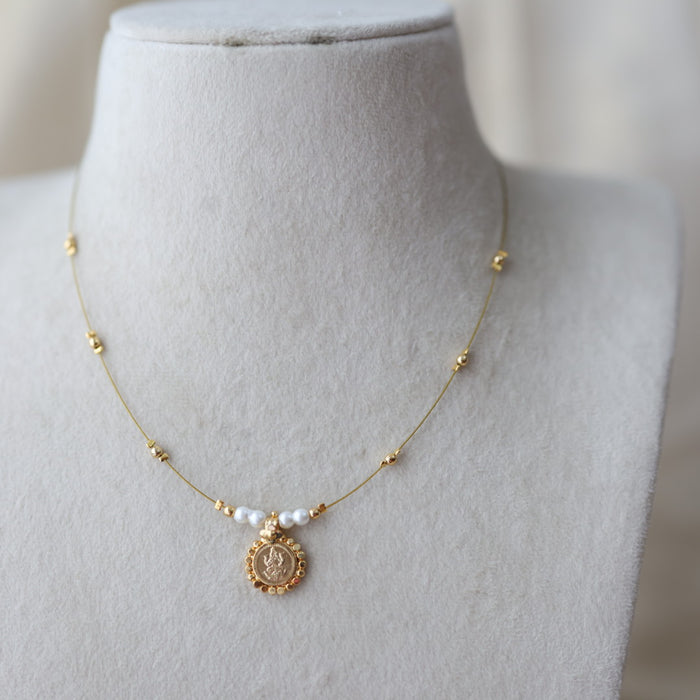 Heritage gold plated coin design invisible necklace IN1333