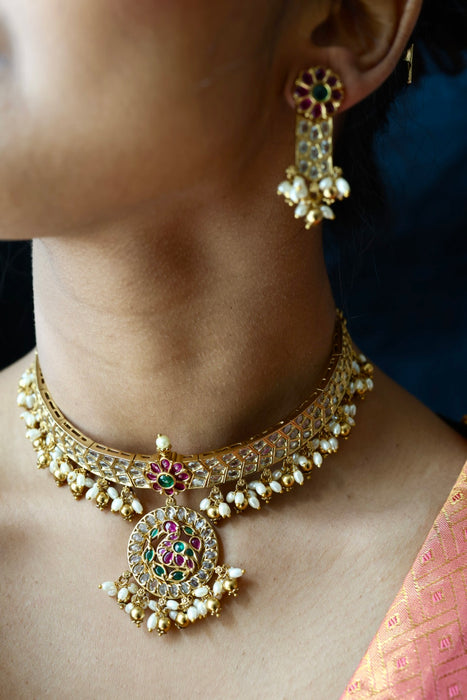 Antique pearl choker necklace and earrings CCB20976