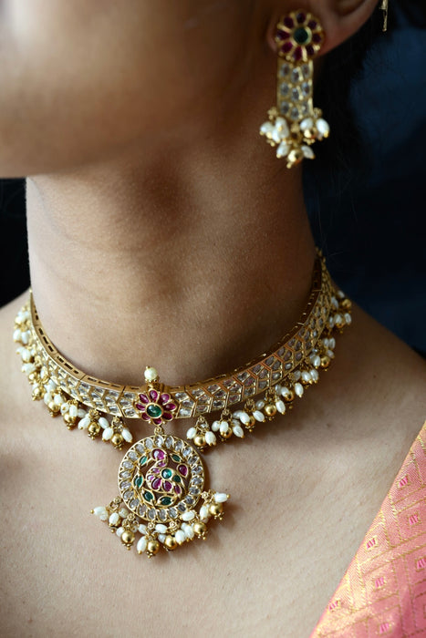 Antique pearl choker necklace and earrings CCB20976