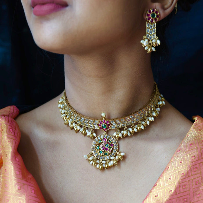 Antique pearl choker necklace and earrings CCB20976