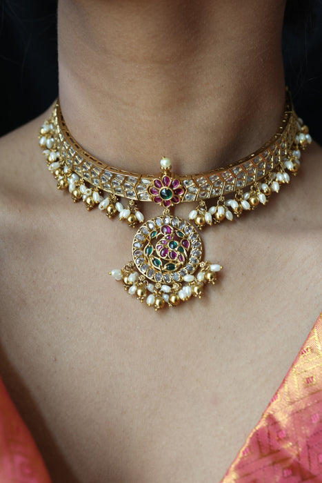 Antique pearl choker necklace and earrings CCB20976