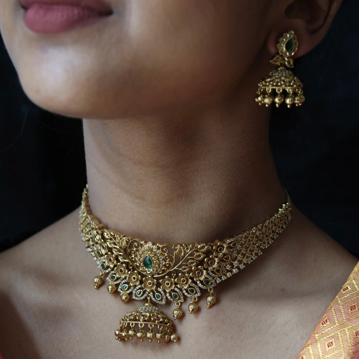 Antique pearl choker necklace and earrings CCB209780
