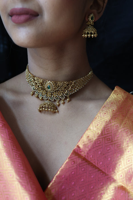 Antique pearl choker necklace and earrings CCB209780