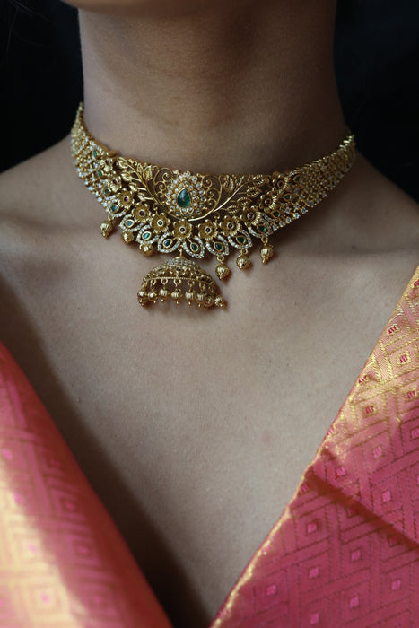 Antique pearl choker necklace and earrings CCB209780