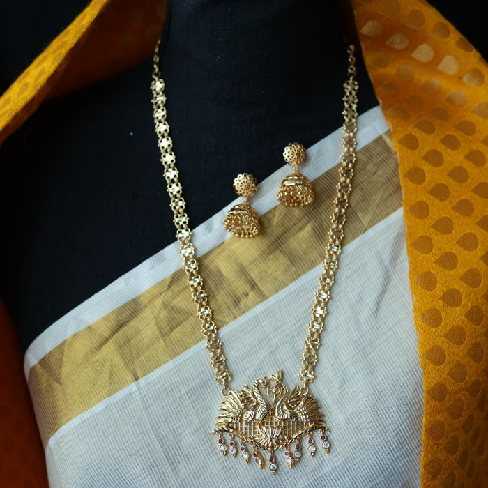 Heritage gold plated long necklace with earrings HL588