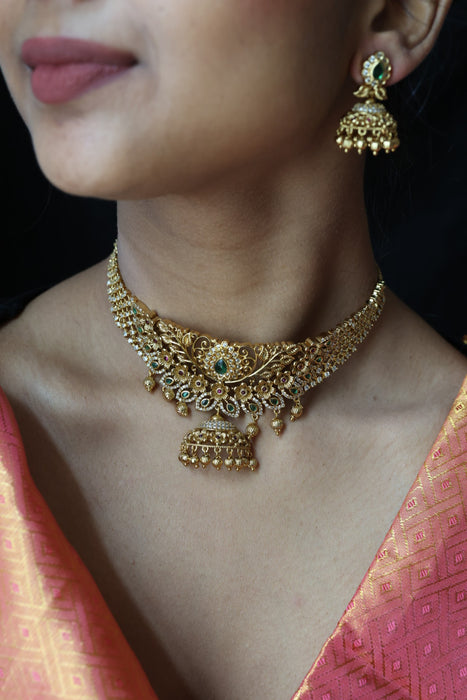 Antique pearl choker necklace and earrings CCB209780