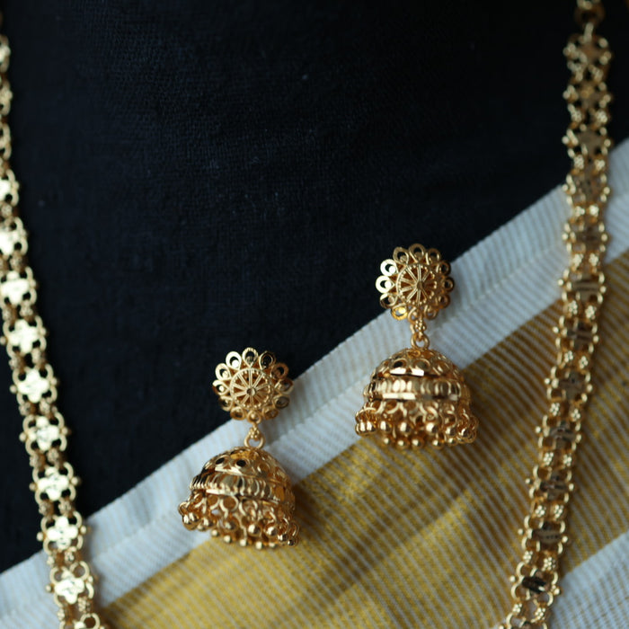 Heritage gold plated long necklace with earrings HL588