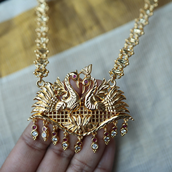 Heritage gold plated long necklace with earrings HL588