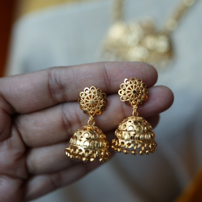 Heritage gold plated long necklace with earrings HL588