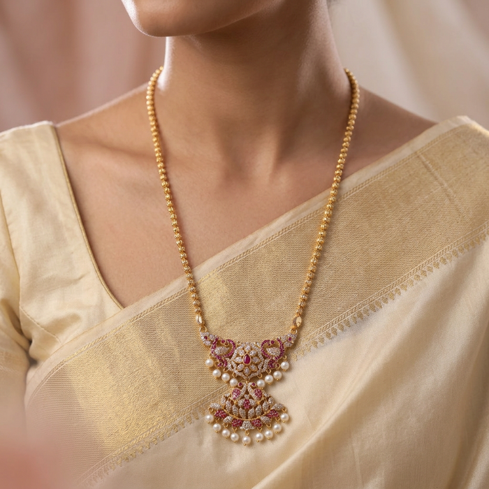 Heritage gold plated padakam necklace HP111