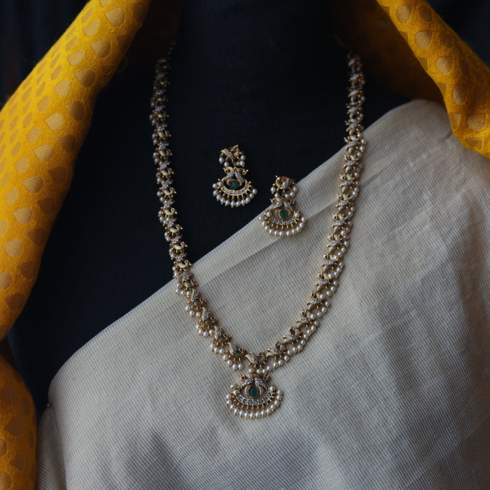 Antique long necklace and earrings LL023166