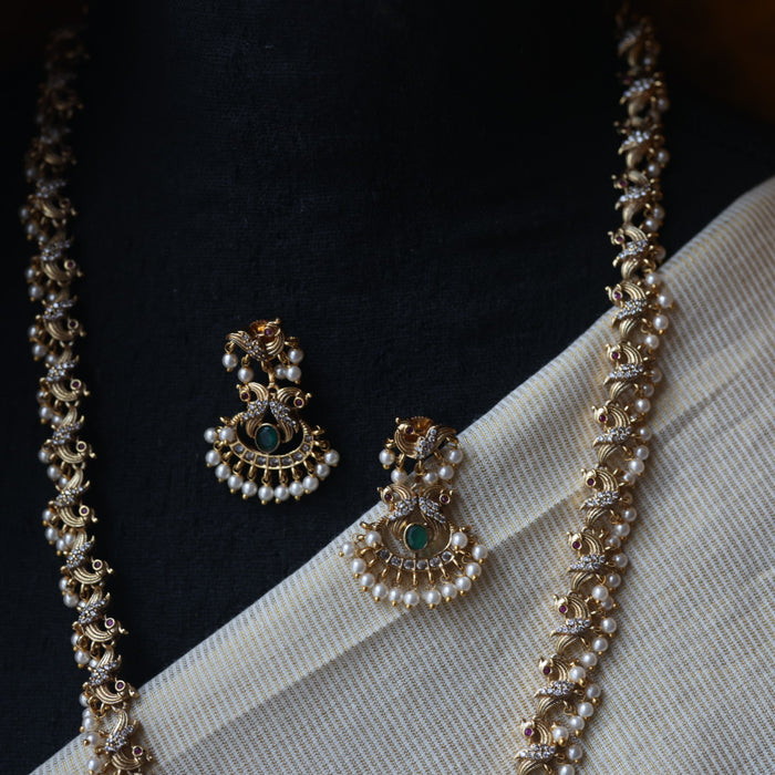 Antique long necklace and earrings LL023166