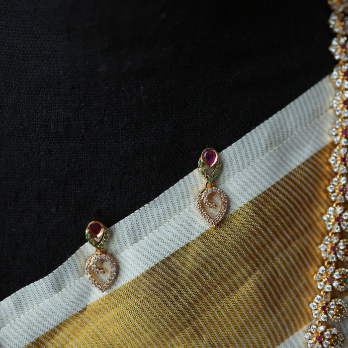 Heritage gold plated long necklace with earrings HL5711