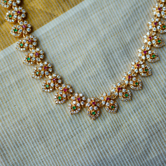 Heritage gold plated long necklace with earrings HL5711