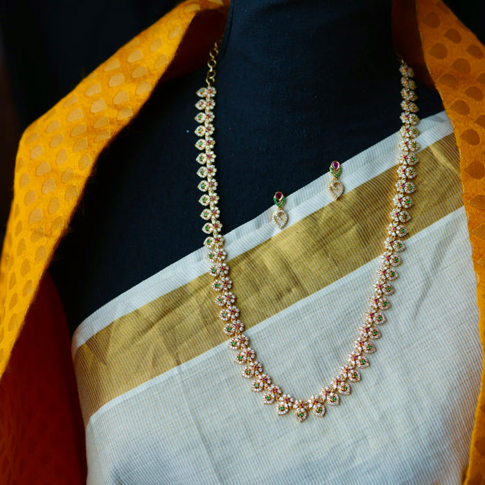 Heritage gold plated long necklace with earrings HL5711