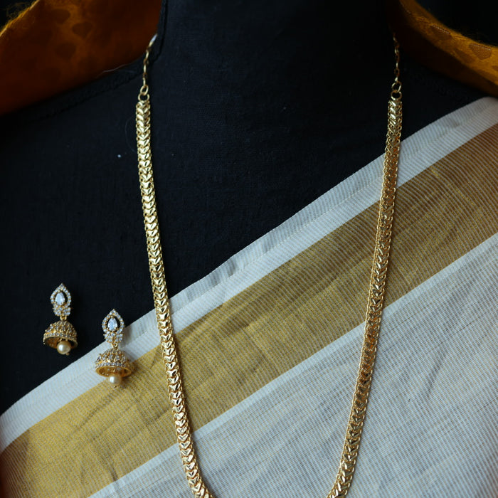 Heritage gold plated long necklace with earrings HL572