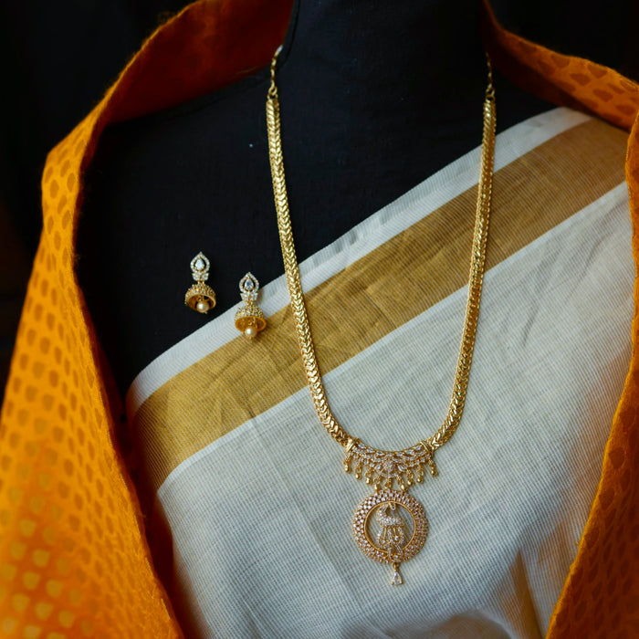 Heritage gold plated long necklace with earrings HL572