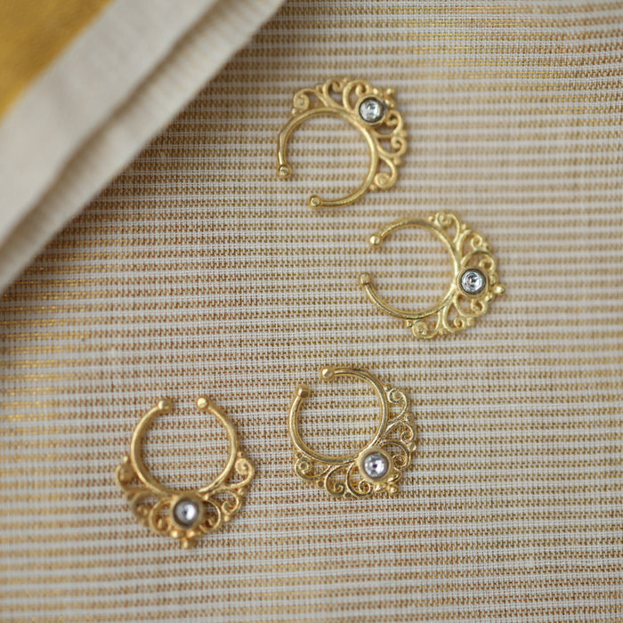 Minimalist Septum Nose Pin | Elegant Ethnic & Contemporary Nose Jewelry HN08