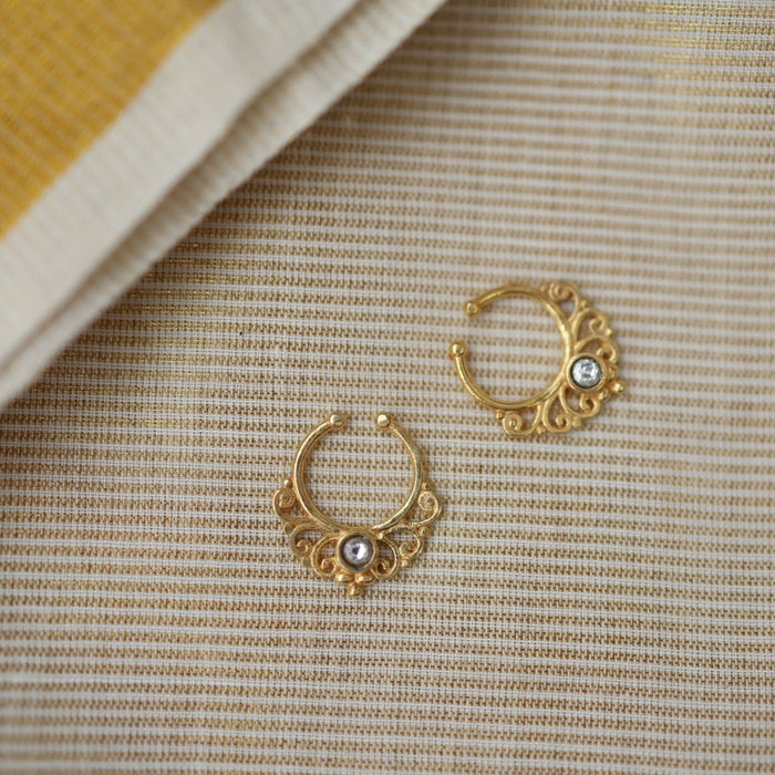 Minimalist Septum Nose Pin | Elegant Ethnic & Contemporary Nose Jewelry HN08