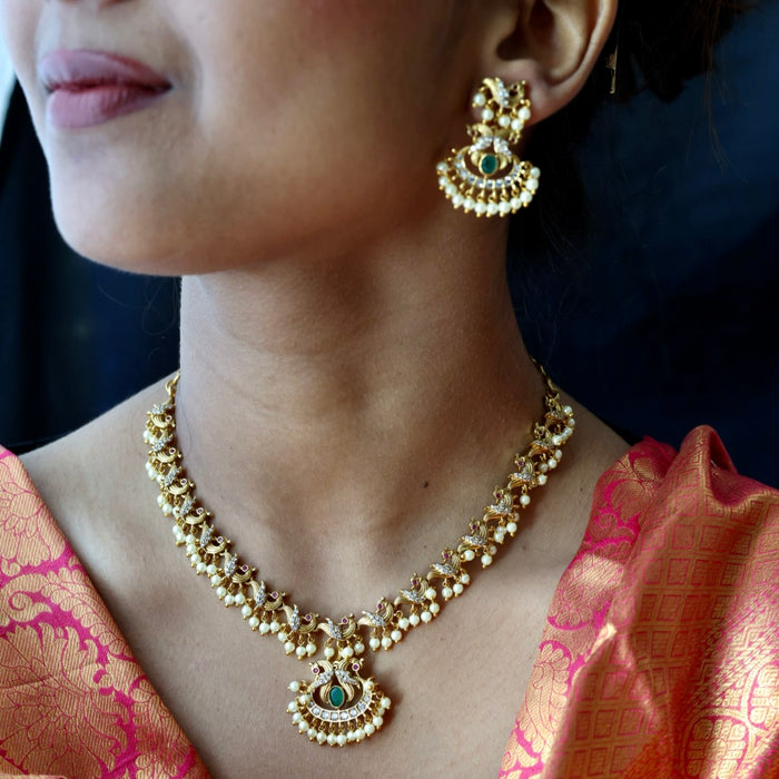 Antique simple short necklace with earrings TTS4081